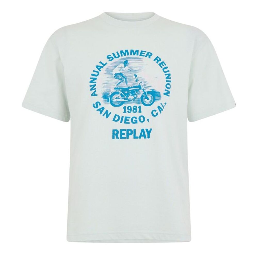 Replay Mens Motorbike Cotton Regular T-Shirt / Mint